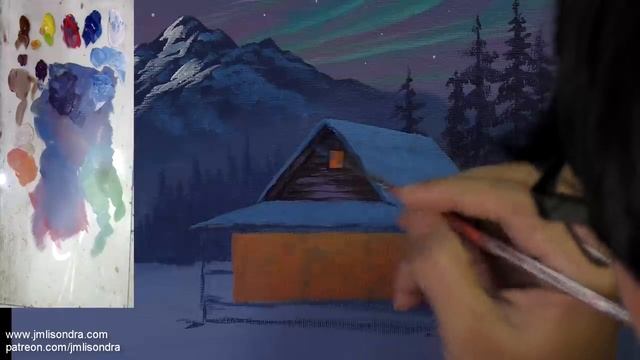 Acrylic Landscape Painting TUTORIAL / Winter Night / JMLisondra смотреть онлайн