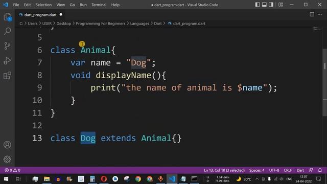 Dart Tutorial #24 - Class Inheritance in Dart Programming