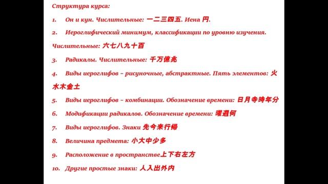 Введение в начальный курс японских иероглифов