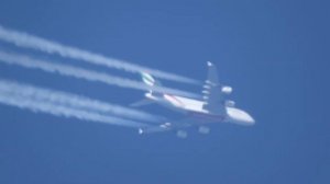 A380 Emirates through a (1400mm) telescope