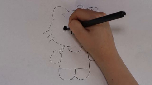 Как легко нарисовать Хелло Китти (Hello Kitty) карандашом