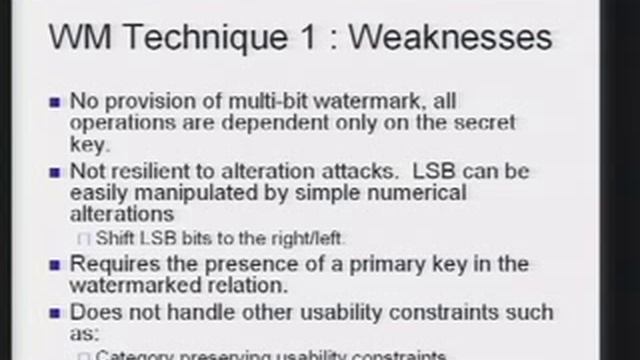 CERIAS Security: Watermarking Relational Databases 3/6 смотреть онлайн