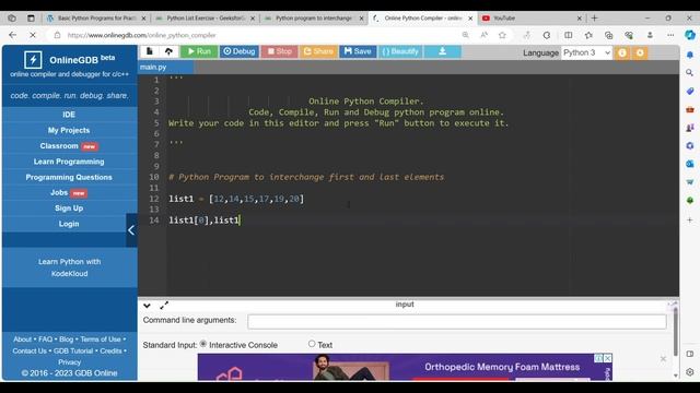 Python program to interchange first and last elements in list