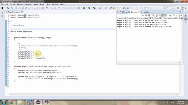 How to use Quantifiers a{2,3}? | Java Regex | Java Regular Expressions | Regex in java смотреть онлайн