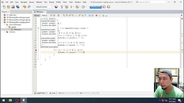 Java - Menampilkan segitiga pascal menggunakan aplikasi Apche NetBeans IDE 15 смотреть онлайн
