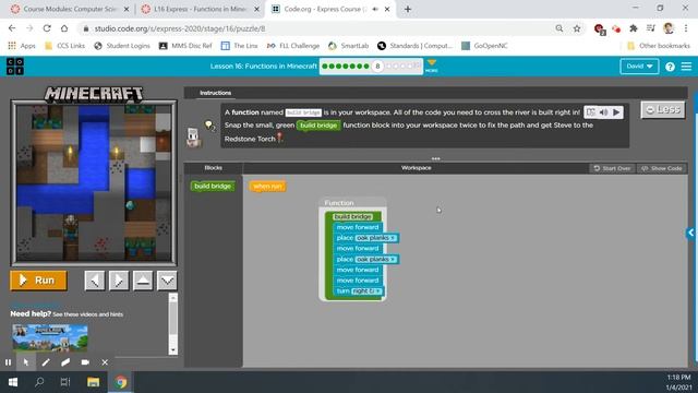 Code.org Express Course: Lesson 16 - Functions in Minecraft смотреть онлайн