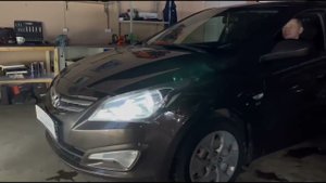 Установили bi-led линзы Aozoom A13 на автомобиль Hyundai Solaris