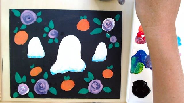 Halloween Ghost Easy & Fun Beginner Acrylic Canvas Painting Tutorial смотреть онлайн