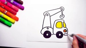 Как нарисовать МАШИНУ АВТОКРАН поэтапно. How to draw TRUCK CRANE. Расунок ПОДЪЕМНЫЙ КРАН для детей.