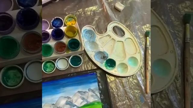 Пейзаж гуашью «Горы и цветы» для детей 7-10 лет. смотреть онлайн