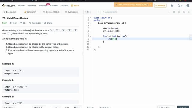20. Valid Parentheses смотреть онлайн