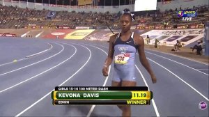 Kevona Davis 11.19 (+1.4) Girls Class 2 100m Final | Boys and Girls Champs 2019