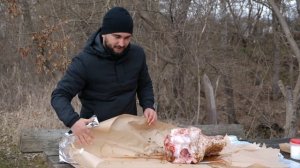 Говяжья голова приготовленная в яме