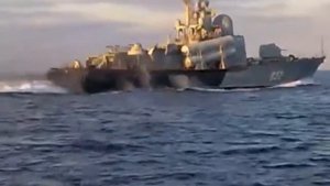 Ракетный катер ЧФ бортовой номер 952 патрулирование района "вышек Бойка" 15.12.2015