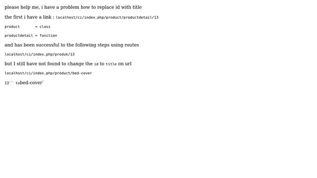 How To Replace id to title on URL codeigniter? смотреть онлайн