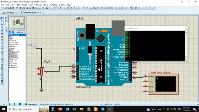 Using ADC of Arduino UNO on Arduino IDE and Proteus Software and sending its data on its serial por смотреть онлайн