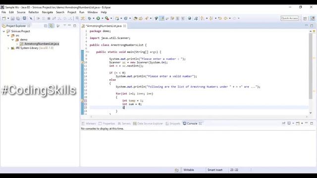 Program to display Armstrong Numbers in Java | Coding Skills