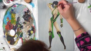 Jade from Mortal Kombat - Acrylic painting