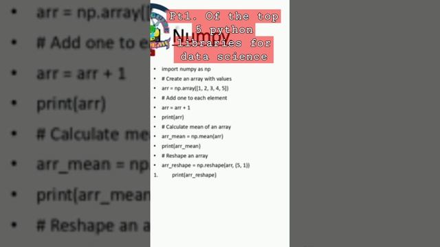 Pt1 of the top5 python libraries for data science #tutorial