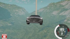 BeamNG Drive Спуск по рампе без тормозов на автомобиле! (Hyudnai Elantra) Мод патруль!