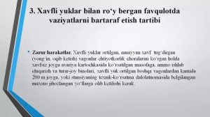 5 Ma'ruza  Xavfli yuklarni tashishda avariya xolatlarini bartaraf etish qoidalari