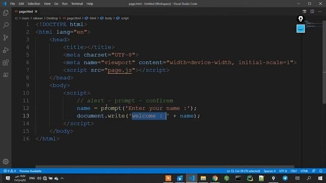 تعلم Javascript من الصفر للاحتراف الدرس 24  تعلم جافاسكريبت النوافذ المنبثقة Prompt , Confirm ,aler