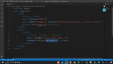 تعلم javascript من الصفر للاحتراف الدرس 24 تعلم جافاسكريبت النوافذ المنبثقة prompt , confirm ,aler