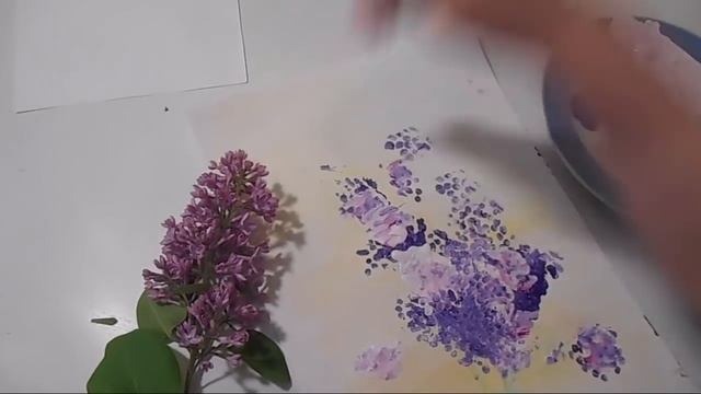 Рисуем с детьми Сирень ватными палочками.