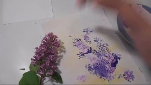Рисуем с детьми Сирень ватными палочками.