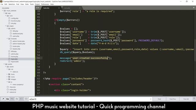 PHP Music website tutorial with admin area | source code included | Quick programming