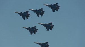 Выступление пилотажной группы "Русские витязи" на Су-30СМ (авиасалон "МАКС" в Жуковском) (23.07.17)