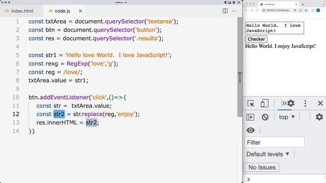 RegExp with replace and replaceAll methods Learn JavaScript how to apply Regular Expressions