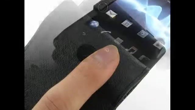 PDair Leather Case for Sony Xperia Miro ST23i - Flip Type (Black/Crocodile Pattern)