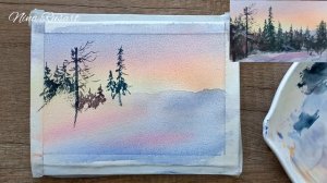 Зимний пейзаж акварелью. Мастер-класс по акварели для начинающих. Watercolour painting tutorial