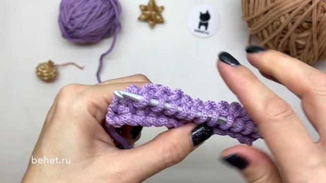 Тунисское вязание. Узор "Чулочная вязка" смотреть онлайн