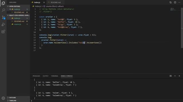 ES6 Dizilerde .filter() Kullanımı - React İçin Gerekli Javascript Özellikleri