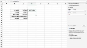 Формула СОВПАД EXCEL 2021 Урок 35