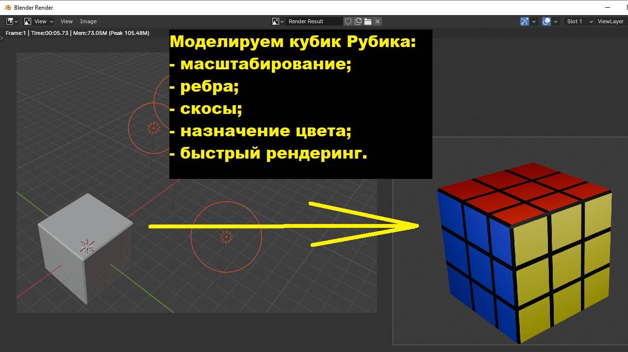 Как сделать 3d модель кубика Рубика в Blender и быстро сделать рендер?