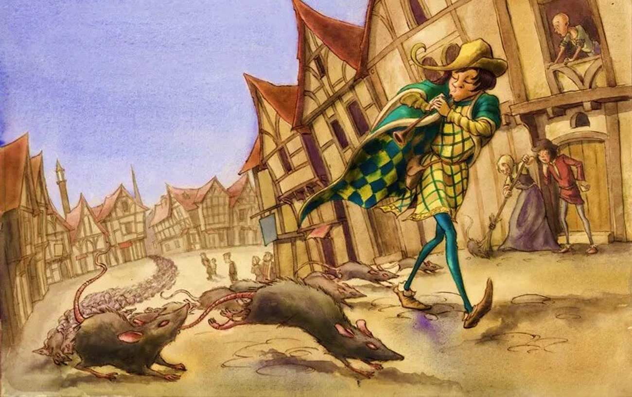 Крысолов спб. Крысолов из Гамельна братья Гримм. Pied Piper of Hamelin. Гамельнский Крысолов сказка.
