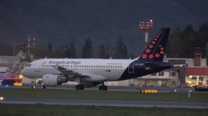 4K ✈ Brussels Airlines Airbus A319 with water salute @ Brnik airport ✈