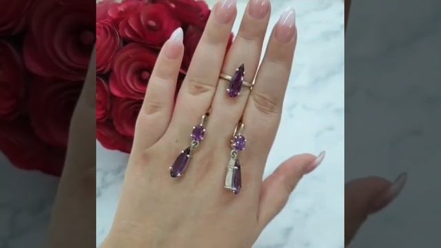 АЛЕКСАНДРИТ! ШИКАРНЫЙ КОМПЛЕКТ С АЛЕКСАНДРИТОМ. 18.5 РАЗМЕР.ЦЕНА 8500₽#кольцоалександрит#александри смотреть онлайн