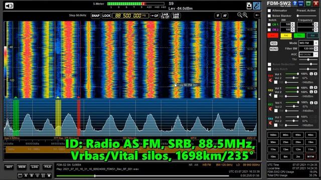 03.07.2021 16:33UTC, [Es], Radio AS FM, Сербия, 88.5МГц, 1698км, 300Ватт