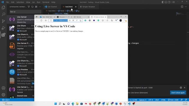 VsCode Tutorial: How to use Live Server and view updates right in VsCode without using a web browse смотреть онлайн