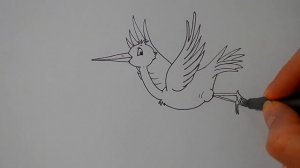 Как нарисовать АИСТА С НОВОРОЖДЕННЫМ/1075/How to draw a STORK with a NEWBORN