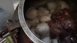 Утиные гузки тушоные в овощях и фруктах в моем любимом афганском казане