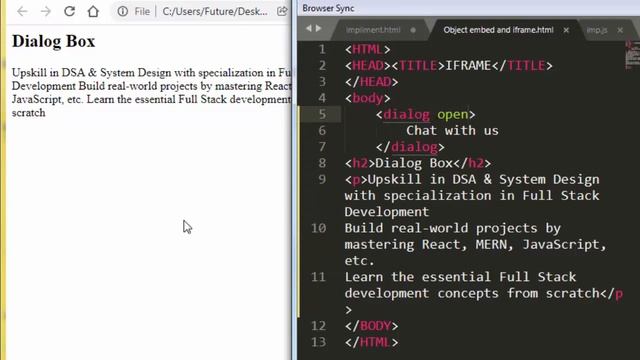 Dialog Tag in HTML | HTML Basic lesson - 48 | HTML for beginners in hindi