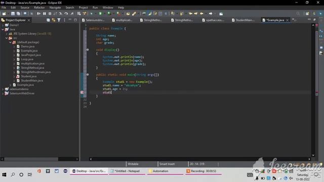 Method 1 | Create a class and object by using java and assigning variables #javaprogramming смотреть онлайн