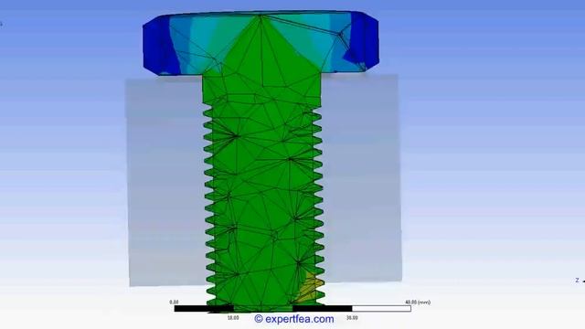 ANSYS WB FINITE ELEMENT ANALYSIS - Threaded bolt-washer-nut connection (trial)