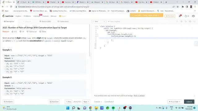 Solving #Leetcode problem statement  #codechef Problems Live #python #java  basic #onlinelearning..