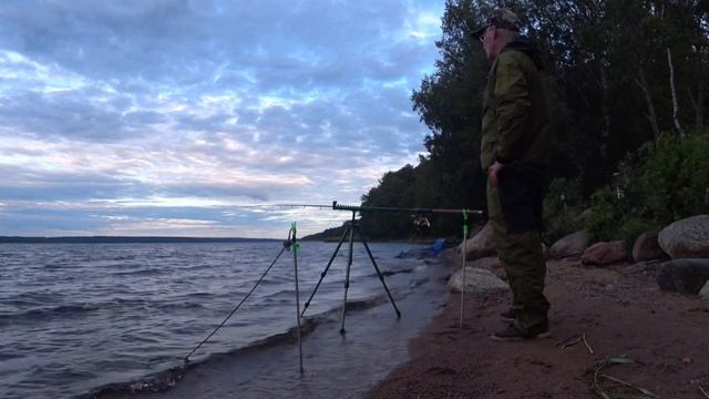 Ловля рыбы утром на сильном течении при ветре! Донка! Река Вуокса! Catching fish! Vuoksa river.